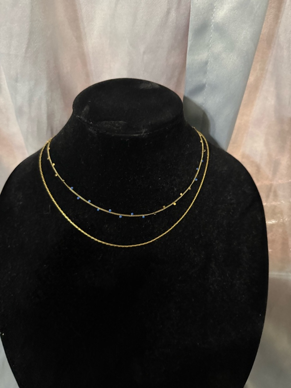 Jenny Bird Gold Layered Necklace with Blue Beads